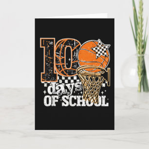 Retro 100 dagen school basketbal sport plezier kaart