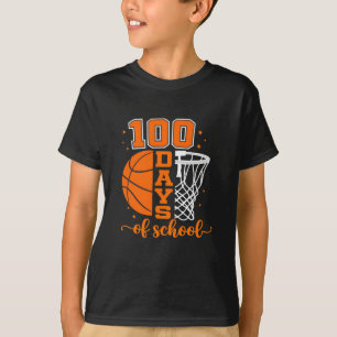 Retro 100 dagen school basketbal sport plezier t-shirt