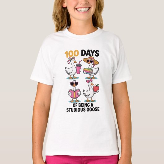 Retro 100 dagen school Sil Goose T-shirt (Voorkant)