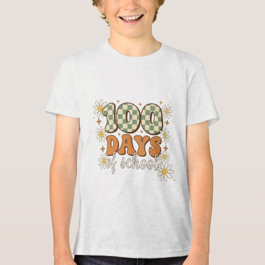 Retro 100 dagen school Tri-Blend shirt (Voorkant)