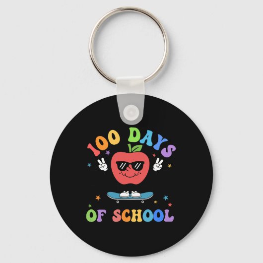 Retro 100 dagen schoolleraar Kinder 100ste dag van Sleutelhanger (Voorkant)