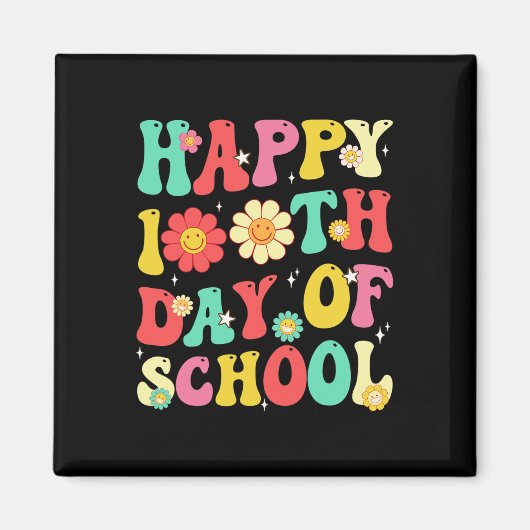 Retro 100 dagen schoollerarenstudenten 100e dag magneet (Voorkant)