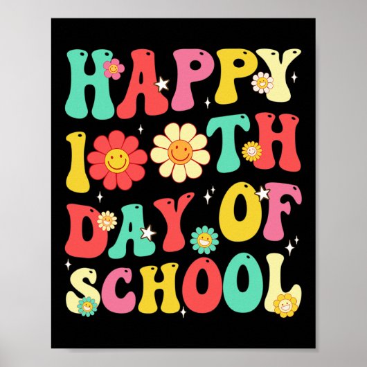 Retro 100 dagen schoollerarenstudenten 100e dag poster (Voorkant)