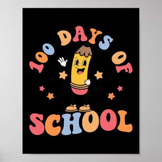 Retro 100 dagen schoollerarenstudenten 100e dag poster (Voorkant)