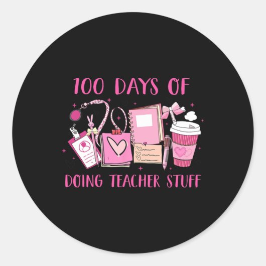 Retro 100 dagen van het doen van leraar dingen gra ronde sticker (Voorkant)