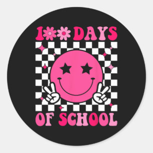 Retro 100 dagen van school Kinder docenten 100ste Ronde Sticker