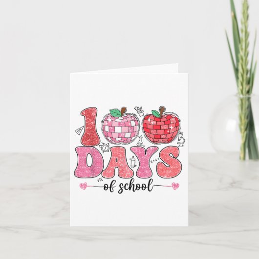 Retro 100 dagen van School Smile Face Schattige 10 Kaart (Voorkant)