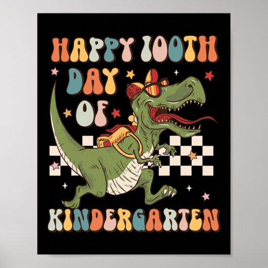 Retro 100ste dag van de kleuterschool 100 dagen va poster (Voorkant)