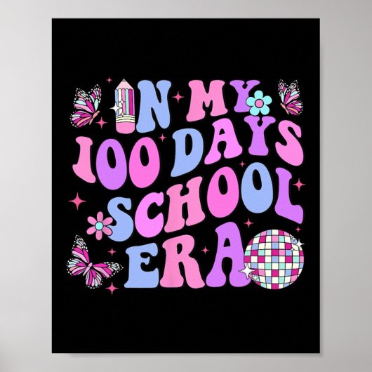 Retro 100ste dag van school leraar Kind 100 dagen Poster (Voorkant)