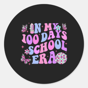 Retro 100ste dag van school leraar Kind 100 dagen Ronde Sticker