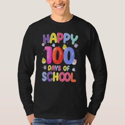 Retro 100th Day Of School Teachers Kids Child Happ T-shirt (Voorkant)