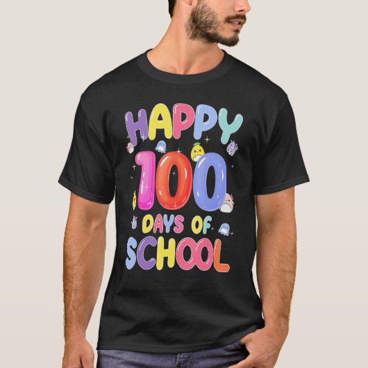 Retro 100th Day of School Teachers Kids Child Happ T-shirt (Voorkant)
