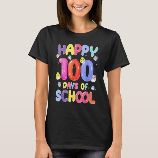 Retro 100th Day of School Teachers Kids Child Happ T-shirt (Voorkant)
