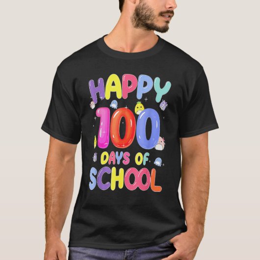 Retro 100th Day Of School Teachers Kids Child Happ T-shirt (Voorkant)