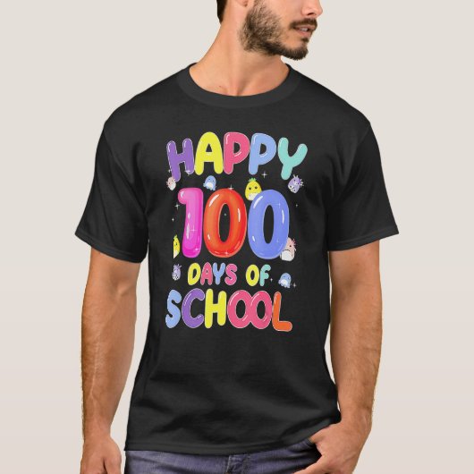 Retro 100th Day Of School Teachers Kids Child Happ T-shirt (Voorkant)