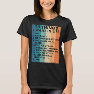 Retro  10 dingen die ik wil in mijn levenscarrière t-shirt