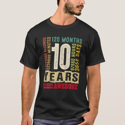 retro 10e verjaardag van BEI 10 jaar T-shirt (Voorkant)