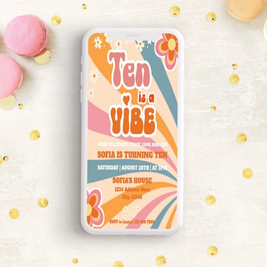 Retro 10e Verjaardagsuitnodiging Sjabloon Kaart