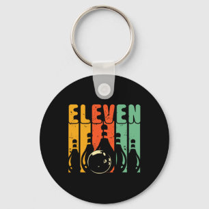 Retro 11e verjaardag Bowling ontwerp wordt 11 Bowl Sleutelhanger