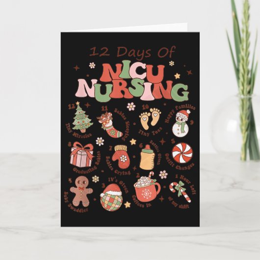 Retro 12 Days Of Nicu Nursing Christmas Nicu Nurse Kaart (Voorkant)