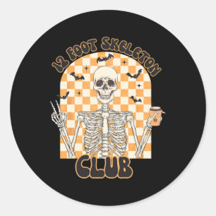 Retro 12 Voet Skelet Club Halloween Kinder Trick O Ronde Sticker