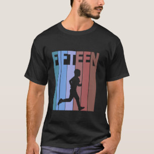 Retro 15e verjaardag hardloop thema 15 jaar oude h t-shirt