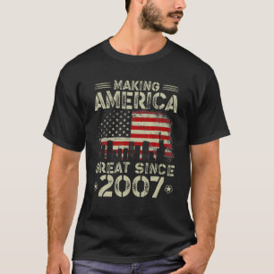 Retro 15e verjaardag VS vlag Amerika groot maakt T-shirt