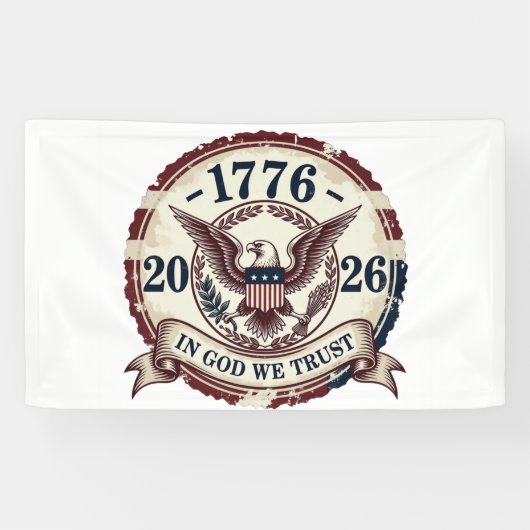 Retro 1776 Adelaar Badge Patriottisch Spandoek (Horizontaal)