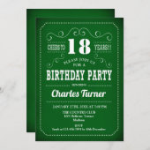 Retro 18e verjaardagsfeestje - Groen Wit Kaart (Voorkant / Achterkant)