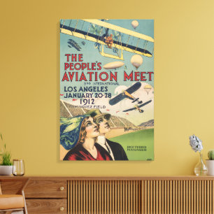 Retro 1912 Los Angeles Luchtshow Reis Kunst Canvas Afdruk