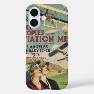 Retro 1912 Los Angeles Luchtshow Reis Kunst iPhone 16 Hoesje