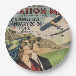 Retro 1912 Los Angeles Luchtshow Reis Kunst Papieren Bordje