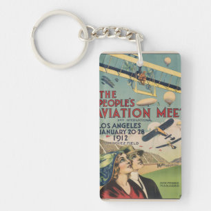 Retro 1912 Los Angeles Luchtshow Reis Kunst Sleutelhanger