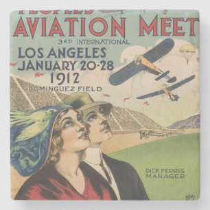Retro 1912 Los Angeles Luchtshow Reis Kunst Stenen Onderzetter