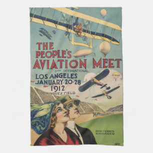 Retro 1912 Los Angeles Luchtshow Reis Kunst Theedoek