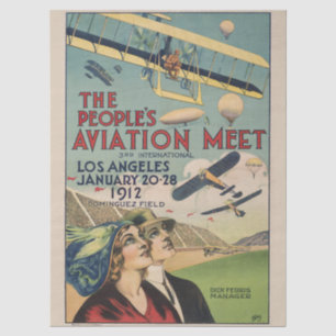 Retro 1912 Los Angeles Luchtshow Reis Kunst Tissuepapier