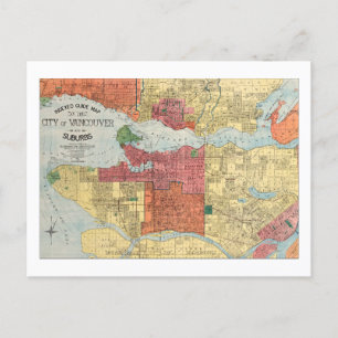 Retro 1914 Kaart Stad van Vancouver British Columb