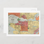 Retro 1914 Kaart Stad van Vancouver British Columb (Voorkant / Achterkant)