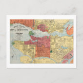 Retro 1914 Kaart Stad van Vancouver British Columb (Voorkant)