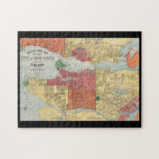 Retro 1914 Kaart Stad van Vancouver British Columb Legpuzzel (Horizontaal)