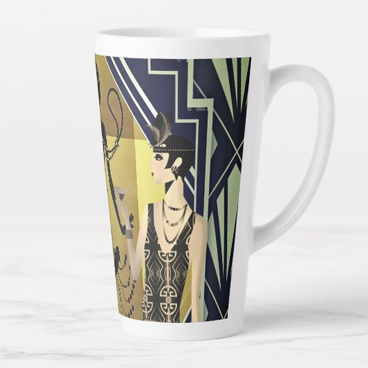 Retro 1920-dansers zwart goud latte mok (Rechts)