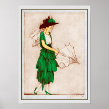 Retro 1920 Lady in Green Dress