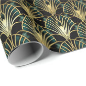 Retro 1920s Art Deco Goud Geometrisch Patroon Gift Cadeaupapier (Rol Hoek)