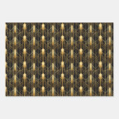 Retro 1920s Art Deco Goud Patroon Geometrische Gif Inpakpapier Vel (Voorkant 3)