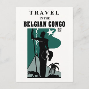Retro 1930 Afrikaanse stijl Belgisch Congo reizen Briefkaart