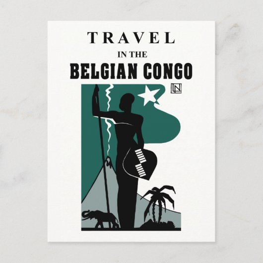 Retro 1930 Afrikaanse stijl Belgisch Congo reizen Briefkaart (Voorkant)