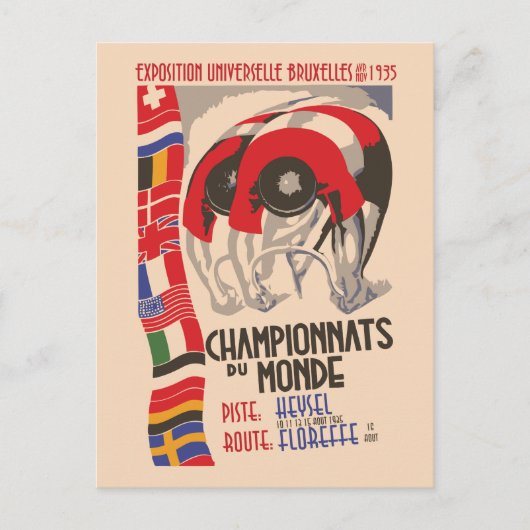 Retro 1930s art deco design cycling briefkaart (Voorkant)