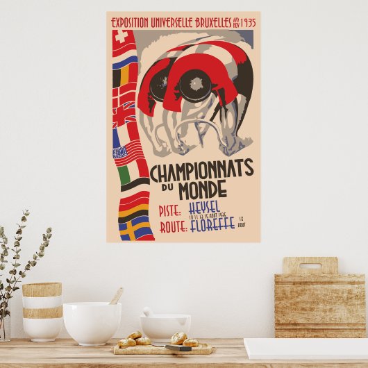 Retro 1930s art deco design cycling poster (Keuken)