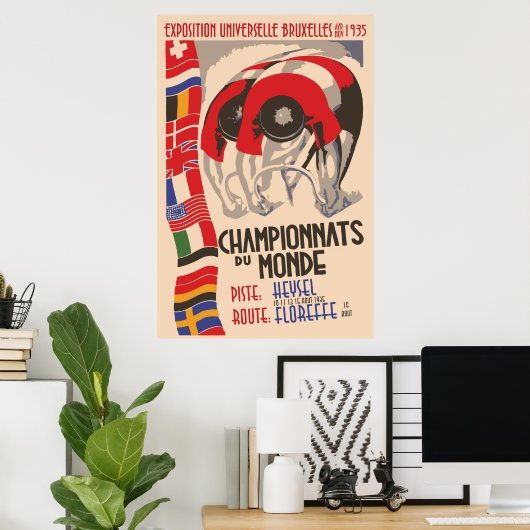Retro 1930s art deco design cycling poster (Thuiskantoor)