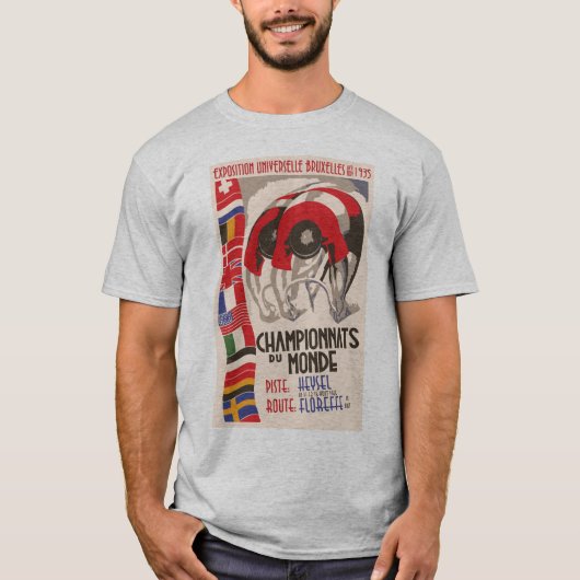 Retro 1930s art deco design cycling t-shirt (Voorkant)